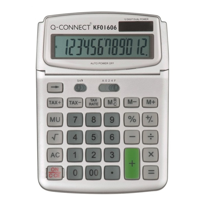 Pöytälaskin 1606 Q-Connect, suuri laskin 12 numeron näytöllä