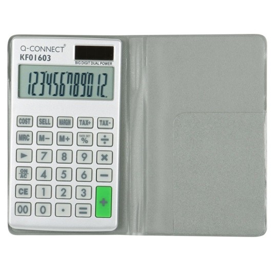 Taskulaskin 1603 Q-Connect, lompakkomallinen nelilaskin