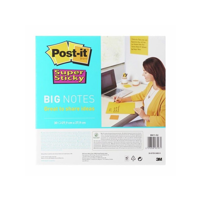 Viestilappu 279x279mm Post-It BN11 SS BIG NOTES isoille ideoille