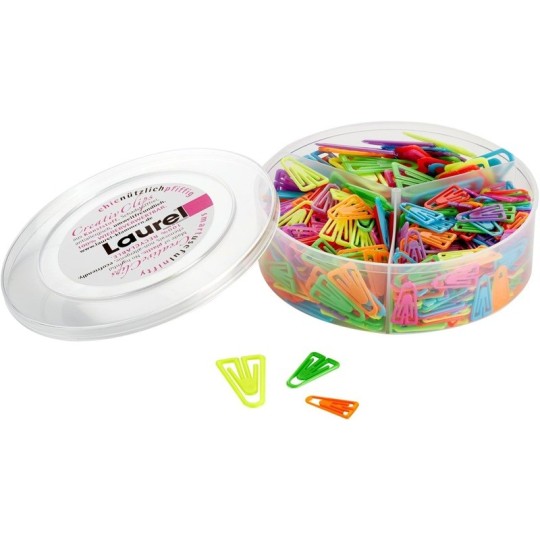 Paperiliitinlajitelma /420kpl Laurel - värikkäät muoviklemmarit