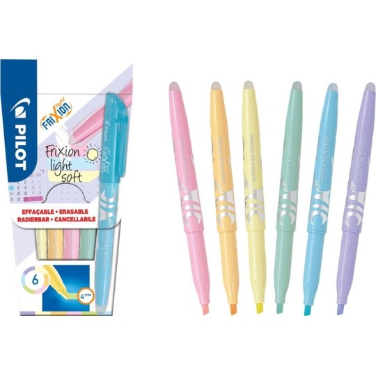 Korostuskynäsarja Pilot Frixion Highlighter Light Soft 6 väriä