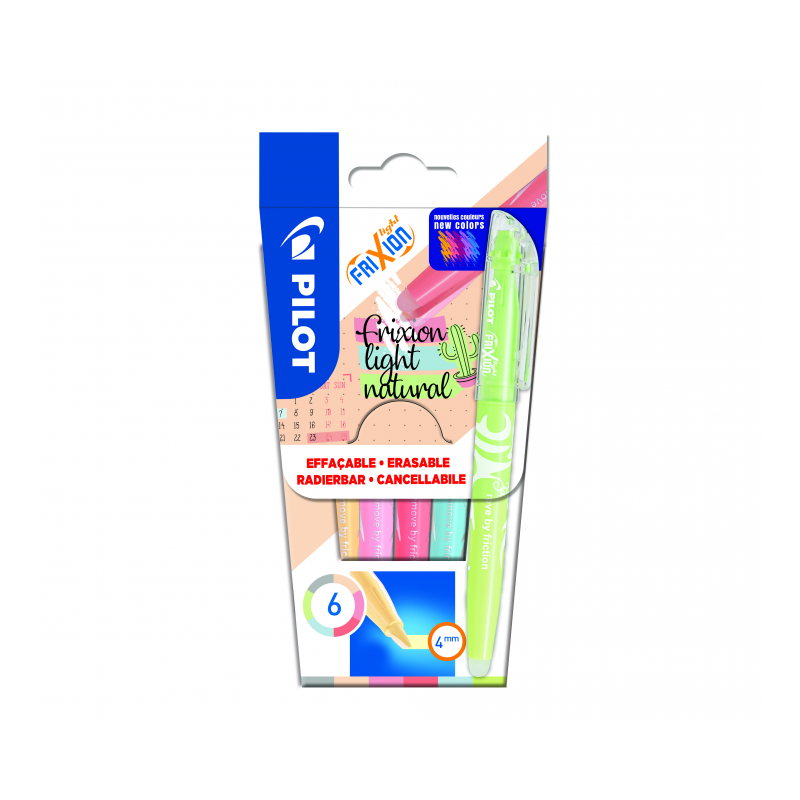 Korostuskynäsarja Pilot Frixion Highlighter Light Natural 6 väriä