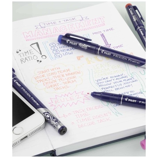 Kuitukynäsarja 0,45 Pilot FriXion Fineliner 4 pastelliväriä