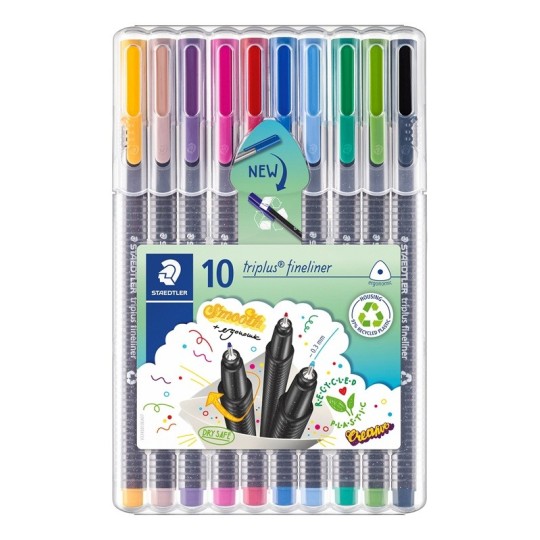 Kuitukynäsarja 0,3 Staedtler 10-väriä Fineliner Triplus
