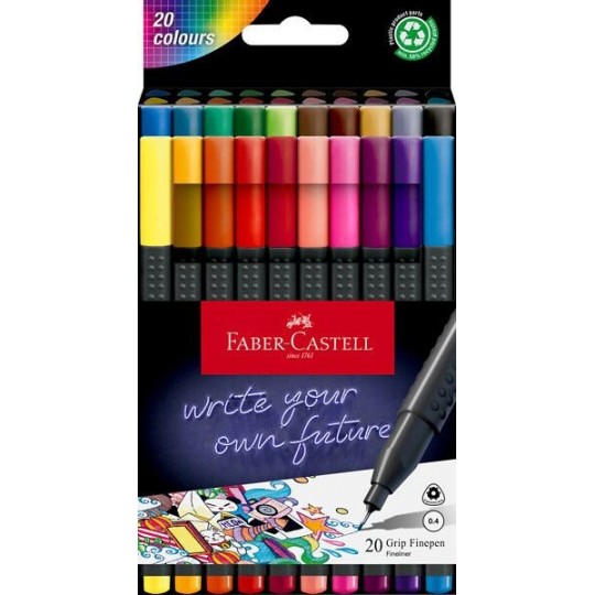 Kuitukynäsarja 0,4 Faber-Castell 20-väriä Finepen Grip