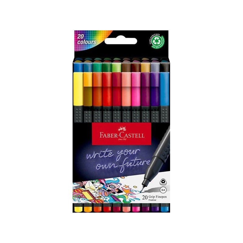Kuitukynäsarja 0,4 Faber-Castell 20-väriä Finepen Grip