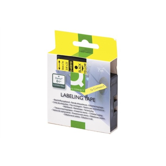 Tarrakasetti 9mm Musta/keltainen QC 40918 - edullinen tarviketarranauha