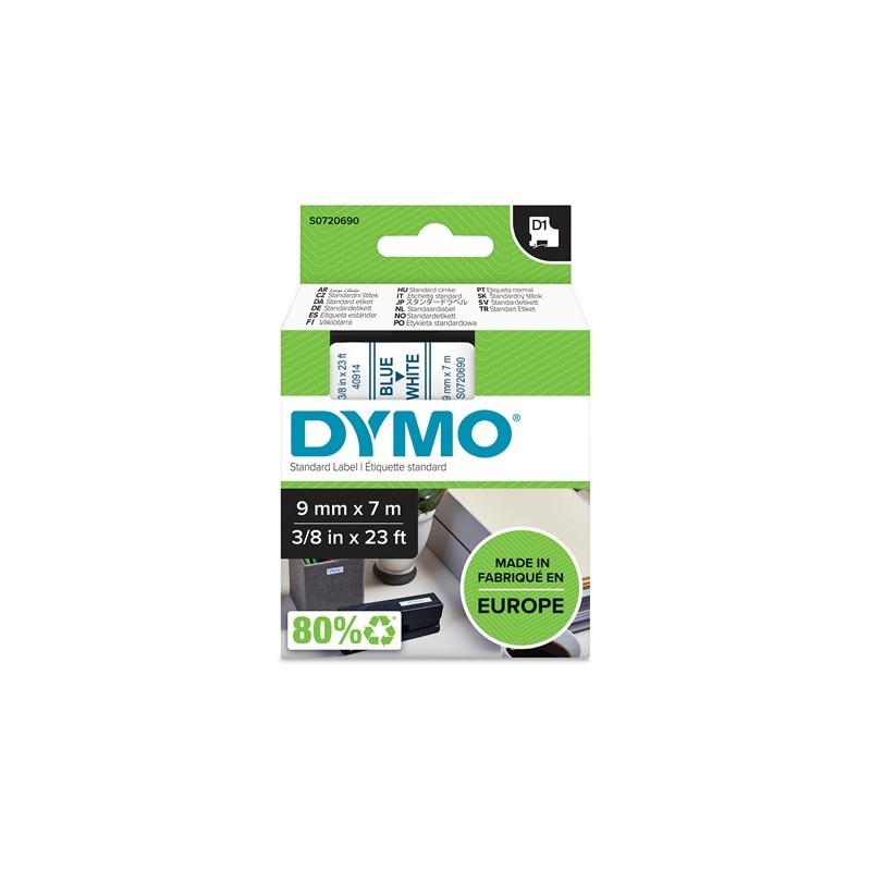 Tarrakasetti 9mm Sininen/valkoinen Dymo 40914