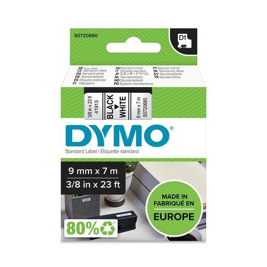 Tarrakasetti 9mm Musta/valkoinen Dymo 40913