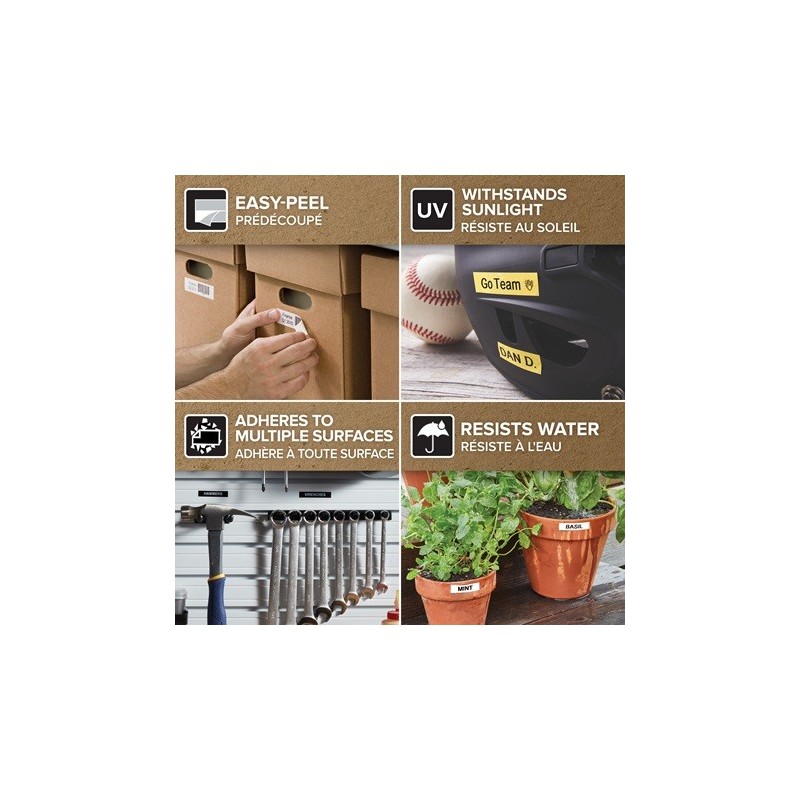 Tarrakasetti 12mm Valkoinen/musta Dymo 45021 - lukuisia käyttökohteita sisällä ja ulkona