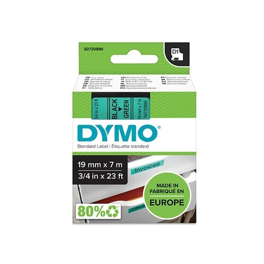 Tarrakasetti 19mm Musta/vihreä Dymo 45809 - lukuisia käyttökohteita sisällä ja ulkona