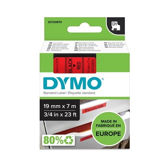 Tarrakasetti 19mm Musta/punainen Dymo 45807 - lukuisia käyttökohteita sisällä ja ulkona