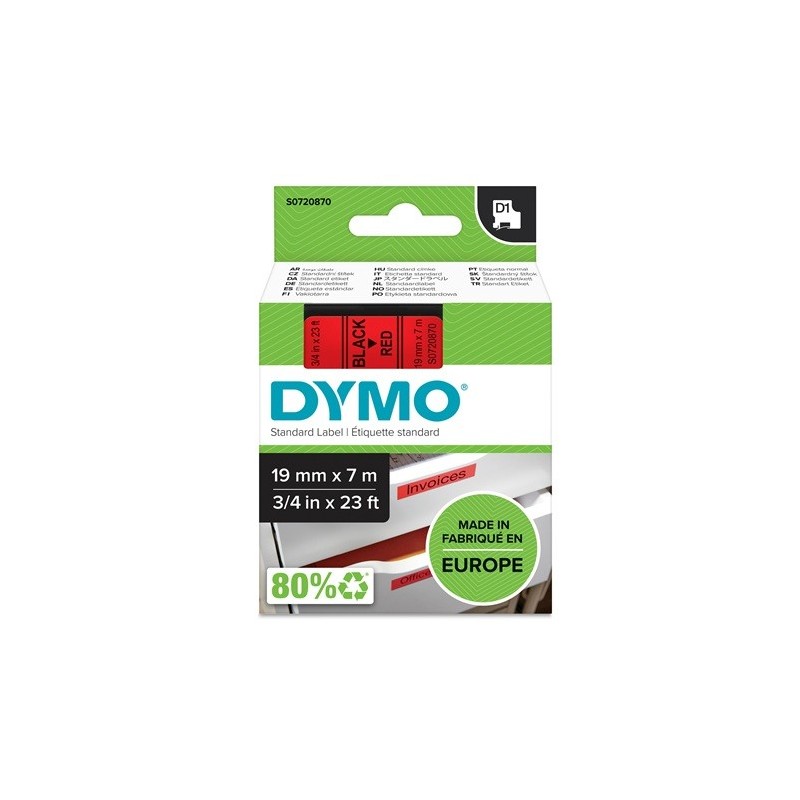 Tarrakasetti 19mm Musta/punainen Dymo 45807 - lukuisia käyttökohteita sisällä ja ulkona