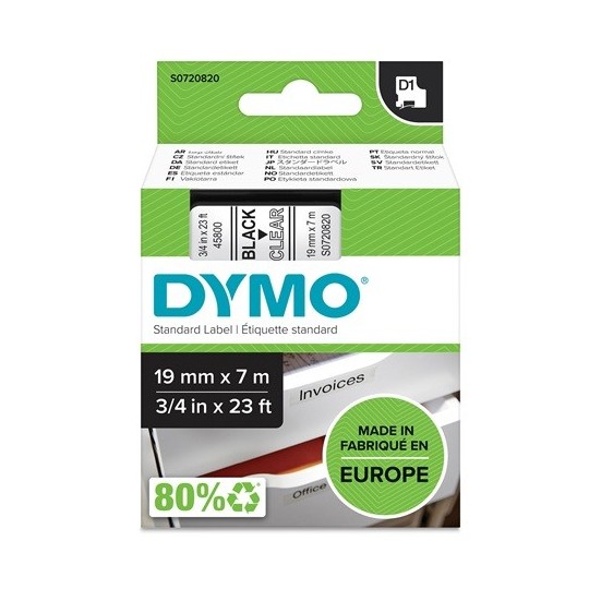 Tarrakasetti 19mm Musta/kirkas Dymo 45800 - lukuisia käyttökohteita sisällä ja ulkona