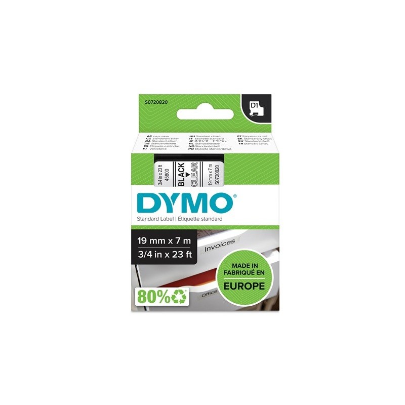 Tarrakasetti 19mm Musta/kirkas Dymo 45800 - lukuisia käyttökohteita sisällä ja ulkona