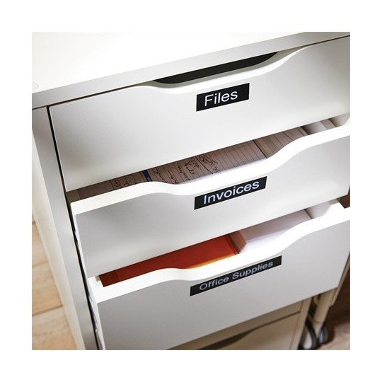 Tarrakasetti 24mm Valkoinen/musta Dymo 53721 - lukuisia käyttökohteita sisällä ja ulkona