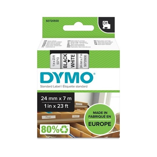 Tarrakasetti 24mm Musta/valkoinen Dymo 53713 - lukuisia käyttökohteita sisällä ja ulkona