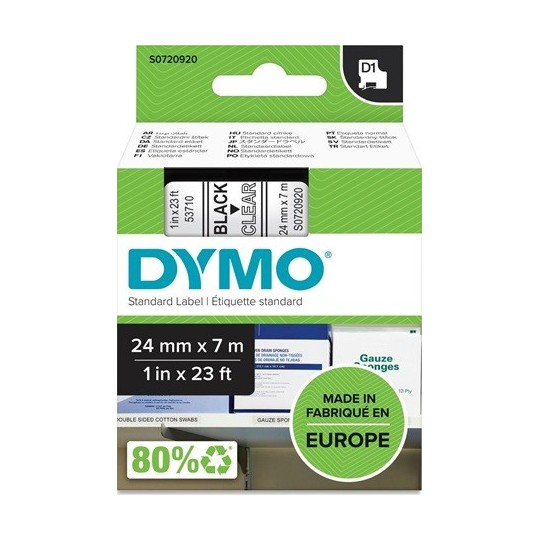 Tarrakasetti 24mm Musta/kirkas Dymo 53710 - lukuisia käyttökohteita sisällä ja ulkona