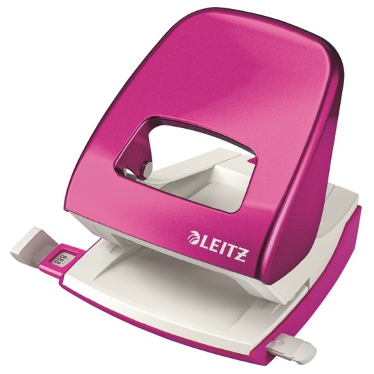 Lävistäjä 30 arkkia Leitz 5008 WOW, metallinhohtoisen pinkki peruslävistin