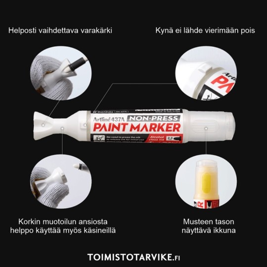 Maalikynä 2,3mm Artline 437A Non-press Paint Marker - innovatiivinen maalikynä, joka ei vaadi pumppaamista käytön aikana