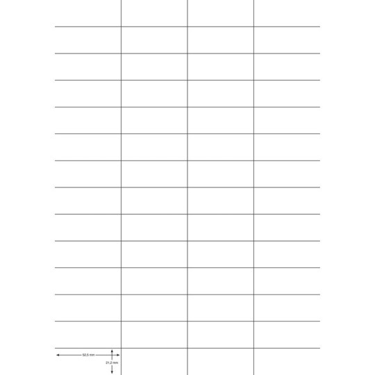 Edullinen tulostustarra, tarran koko 21,2x52,5 mm. 100 arkkia / 5600 tarraa laatikossa.