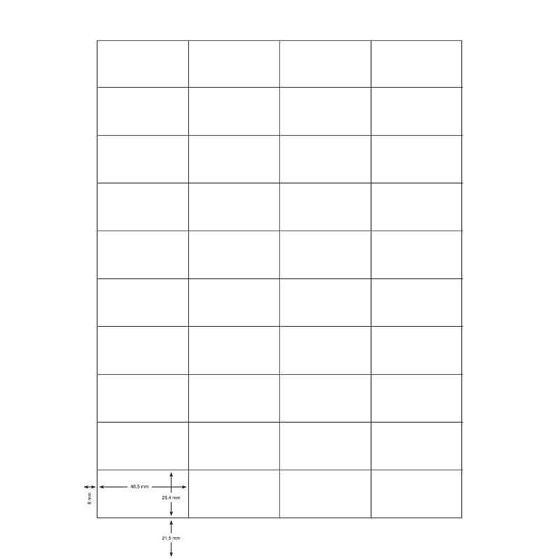 Edullinen tulostustarra, tarrakoko 25,40x48,50mm. 4000 tarraa pakkauksessa.
