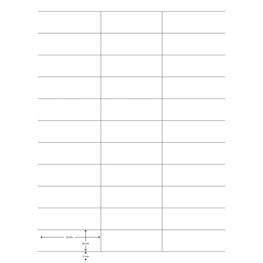 Edullinen tulostustarra, tarrakoko 25x70mm. 3300 tarraa, yleinen kirpputoriohjelmistojen hintalappu ja tuotetietotarra