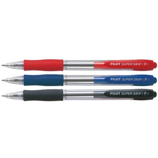 Kuulakynä 07 Fine Pilot Super Grip Original saatavana sinisenä, punaisena ja mustana.