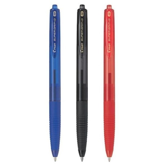 Kuulakynä 10 Medium Pilot Super Grip G, saatavana sinisenä, punaisena ja mustana