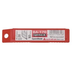 Varaterä 9mm NT-Cutter BA-170 /10kpl, perusvaihtoterä pieniin pahviveitsiin