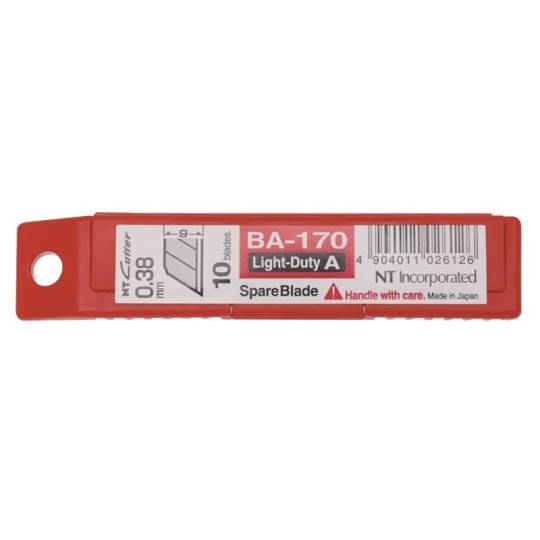 Varaterä 9mm NT-Cutter BA-170 /10kpl, perusvaihtoterä pieniin pahviveitsiin