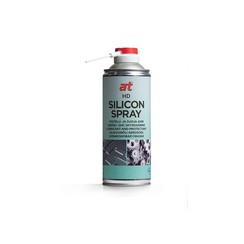 Voitelu- ja suoja-aine AT Silicon Spray 400ml suojaa niin metalli-, muovi-, kumi- kuin muutkin vastaavat pinnat