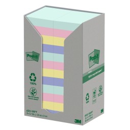 Aito Post-It 653 EKO 38x51mm Recycled viestilappu, 24 pastellisävyistä nidettä pakkauksessa