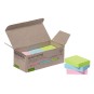 Edullinen, pieni Q-Connect Recycled Quick Notes -viestilappu, 12 pastellinsävyistä nidettä pakkauksessa.