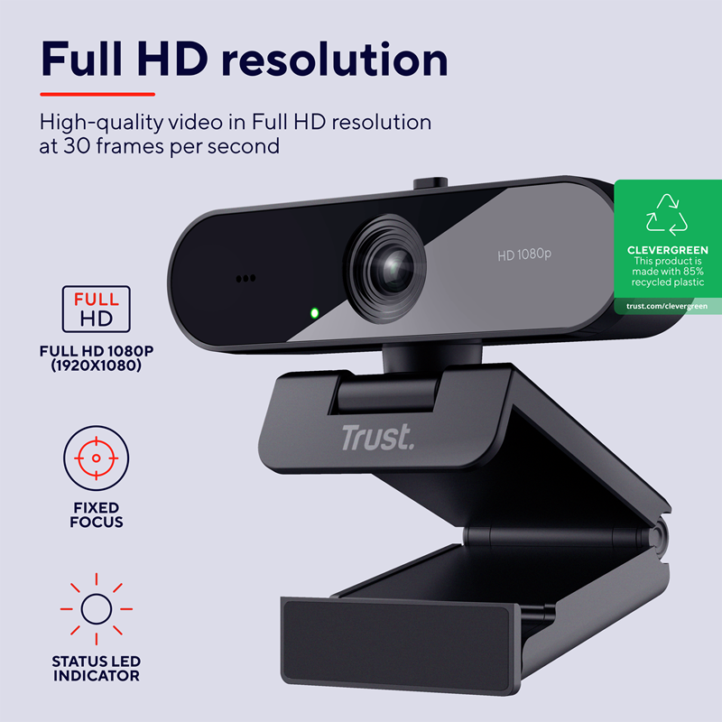 Webkamera Trust TW-200 ECO Full HD Webcam, full HD resolution