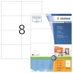 Laadukas, teräväreunainen tulostustarra Herma 4470 Premium, tarrakoko 74x105mm. 800 tarraa pakkauksessa.