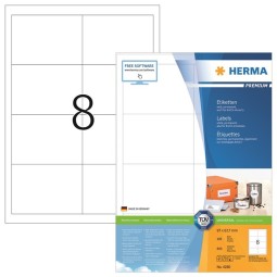 Laadukas, teräväreunainen tulostustarra Herma 4280 Premium, tarrakoko 67,7x97mm. 800 tarraa pakkauksessa.