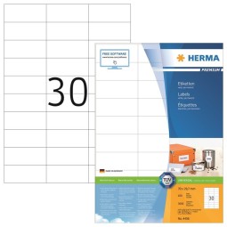 Laadukas, teräväreunainen tulostustarra Herma 4456 Premium, tarrakoko 29,7x70mm. 3000 tarraa pakkauksessa.