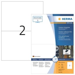Valkoinen filmitarra Herma Extra Strong Outdoor erikoisvahvalla liimalla kestää äärimmäisiä lämpötiloja.