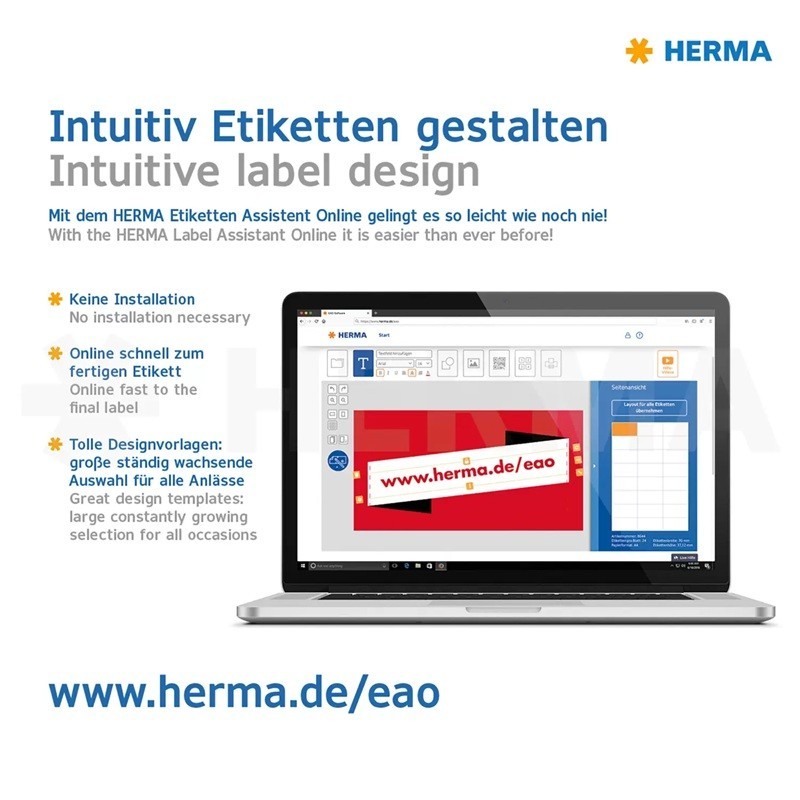 Herman helppokäyttöinen LabelAssistant-tulostusohjelmisto ja ilmaiset tulostuspohjat osoitteesta toimistotarvike.fi!