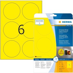 Keltainen filmitarra Herma Extra Strong Outdoor erikoisvahvalla liimalla kestää kulutusta ilman repeämistä.