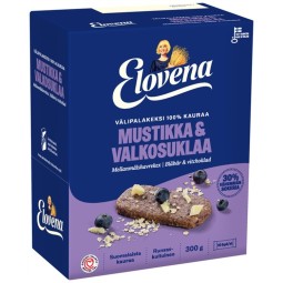 Välipalakeksi 10x30g Elovena Mustikka-Valkosuklaa