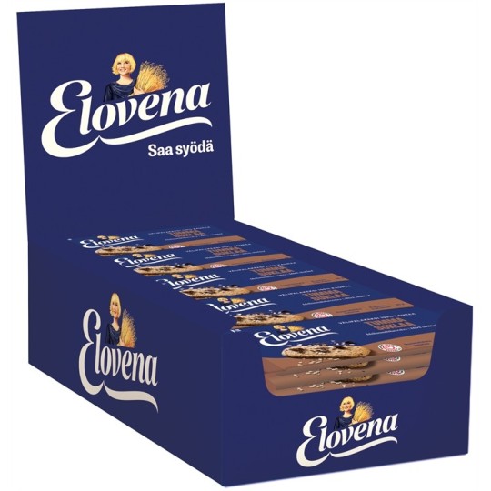 Välipalakeksi 30x30g Elovena Tumma suklaa