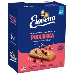Välipalakeksi 10x30g Elovena Kaura-puolukka