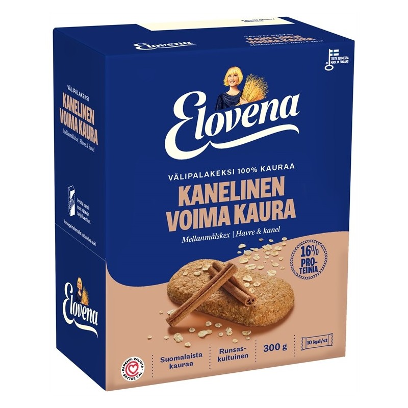 Välipalakeksi 8x30g Elovena Proteiini (kanelinen voimakaura)