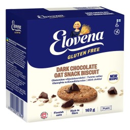 Välipalakeksi 9x18g Elovena tumma suklaa gluteeniton