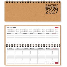 Protime 2027 Extra Pöytäkalenteri, tukevat kierrätyskartonkikannet