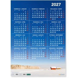 Vuosijuliste 2027, selkeä ja helppolukuinen taulukkovuosikalenteri