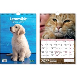 Lemmikit 2027 Seinäkalenteri täynnä hellyttäviä lemmikkejä