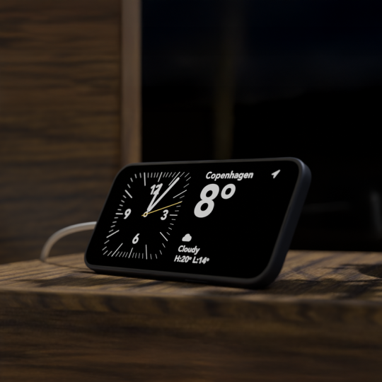 Langaton latausalusta älypuhelimille. Tuen avulla saat puhelimen myös pystyyn! Magnetic Charger Qi2 25W by Dbramante1928